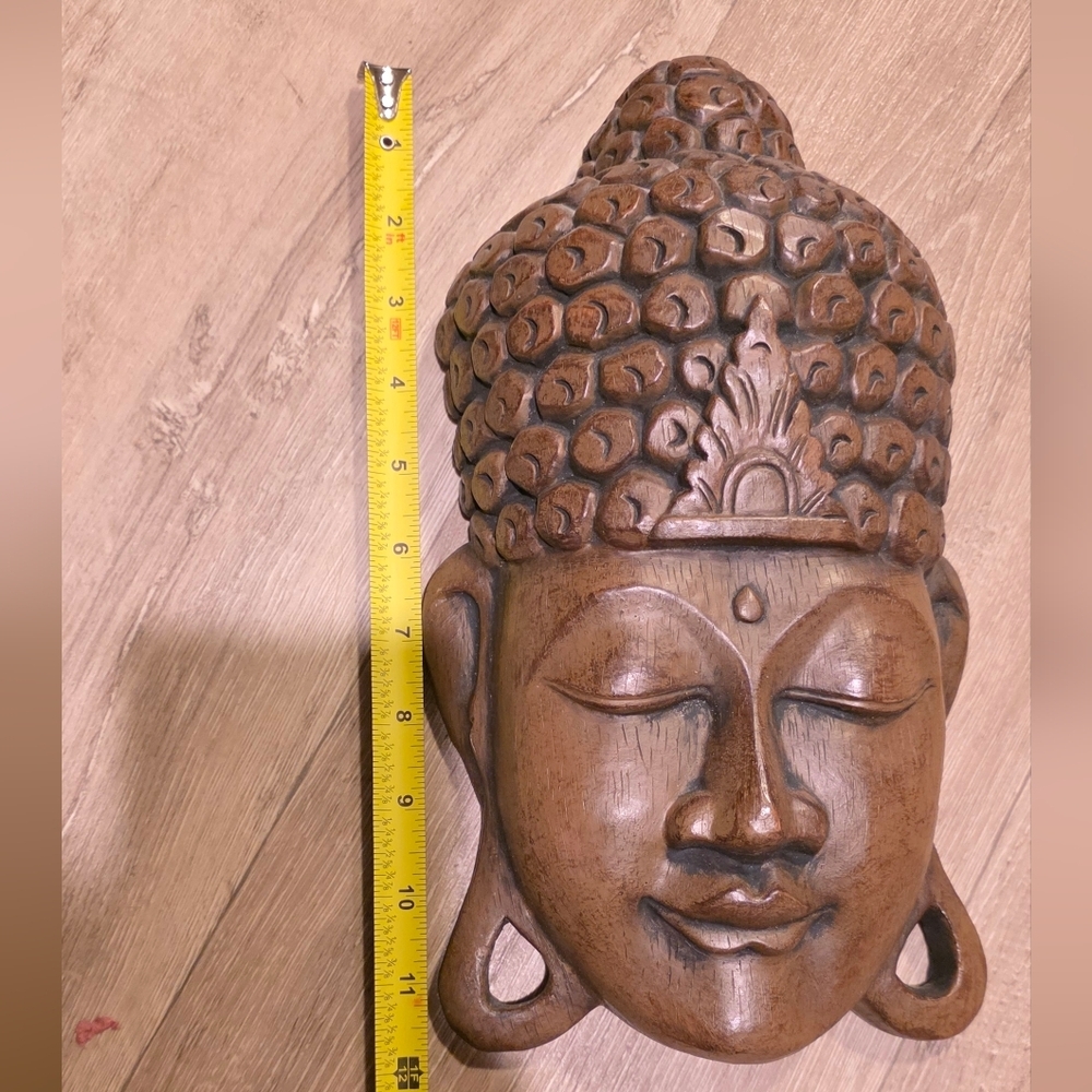 Wooden Buddha Head Wall Decor - Picture 5 of 5
